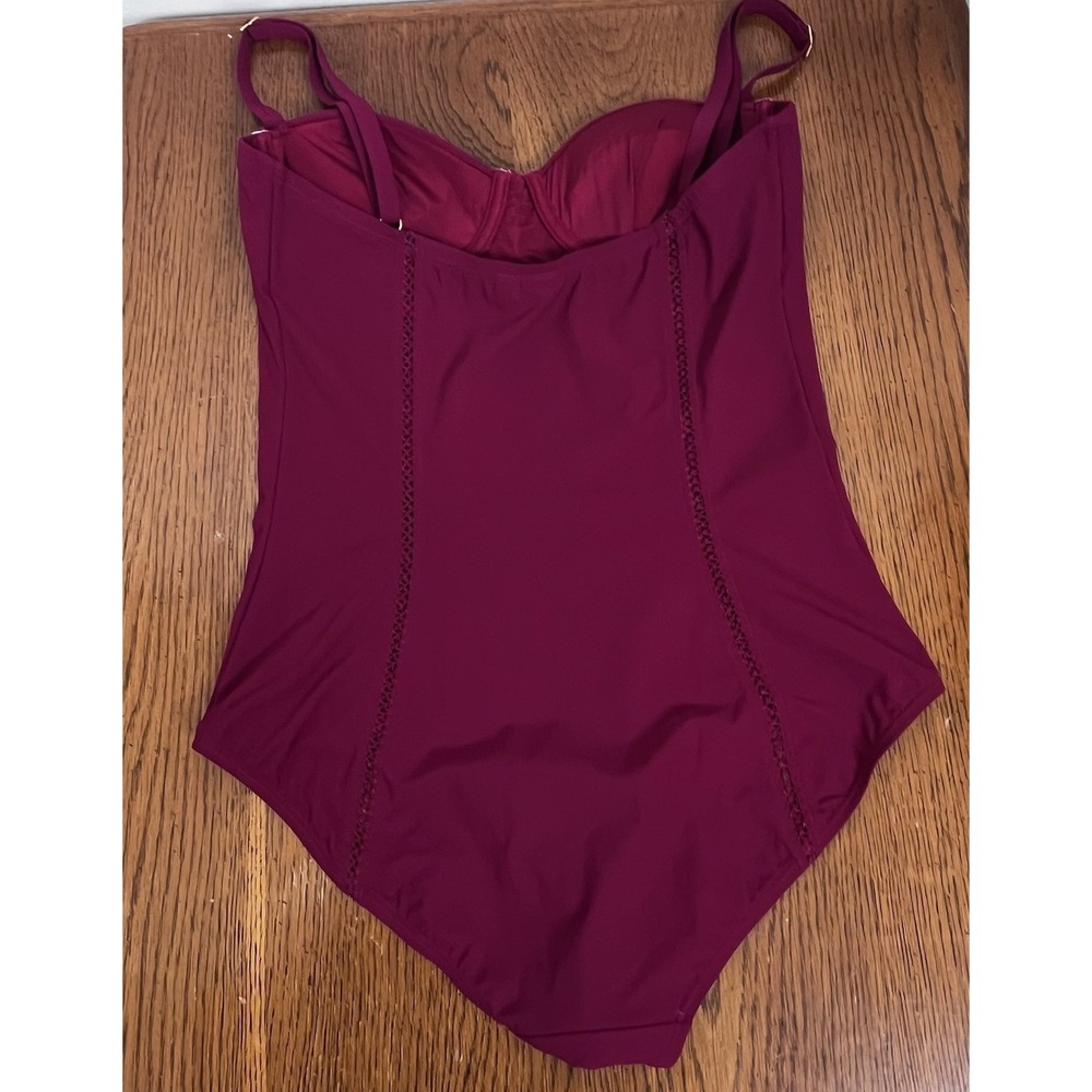 Tory Burch Women's Maroon Wine Underwire Swimsuit/ Adjustable Straps Small EXC - Picture 15 of 16